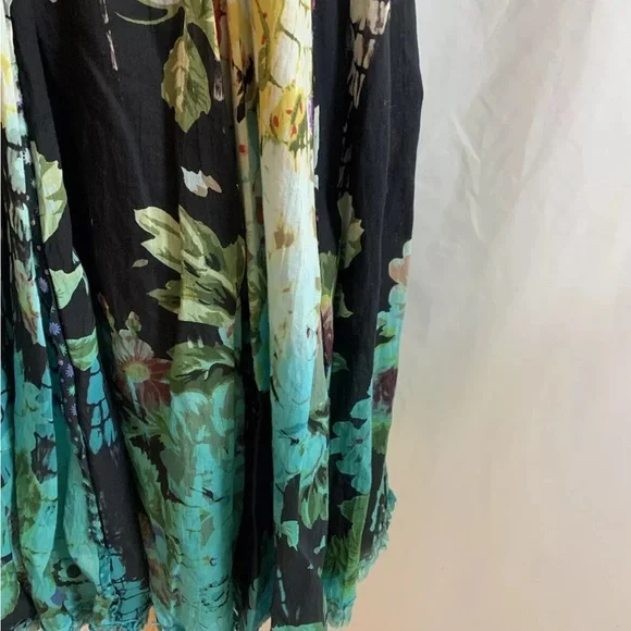 Tianello Boho Tie Dye Floral Embroidered Beaded Dress - Size Extra Small - Picture 2 of 6